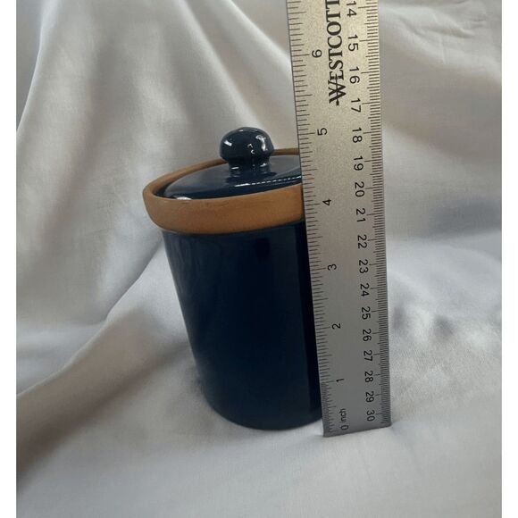 Three Piece Dark Blue Crockery/Jar/Canister Set, Unbranded, Made in Italy - Picture 6 of 10